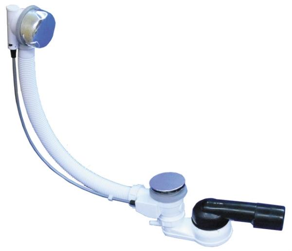 BDW-Ab- und Überlaufgarnitur 6/4 Zoll mit Kugelgelenksiphon DN50/40 inkl. Schlauchanschluss 8-13mm sowie Bowdenzug 60cm HL555N